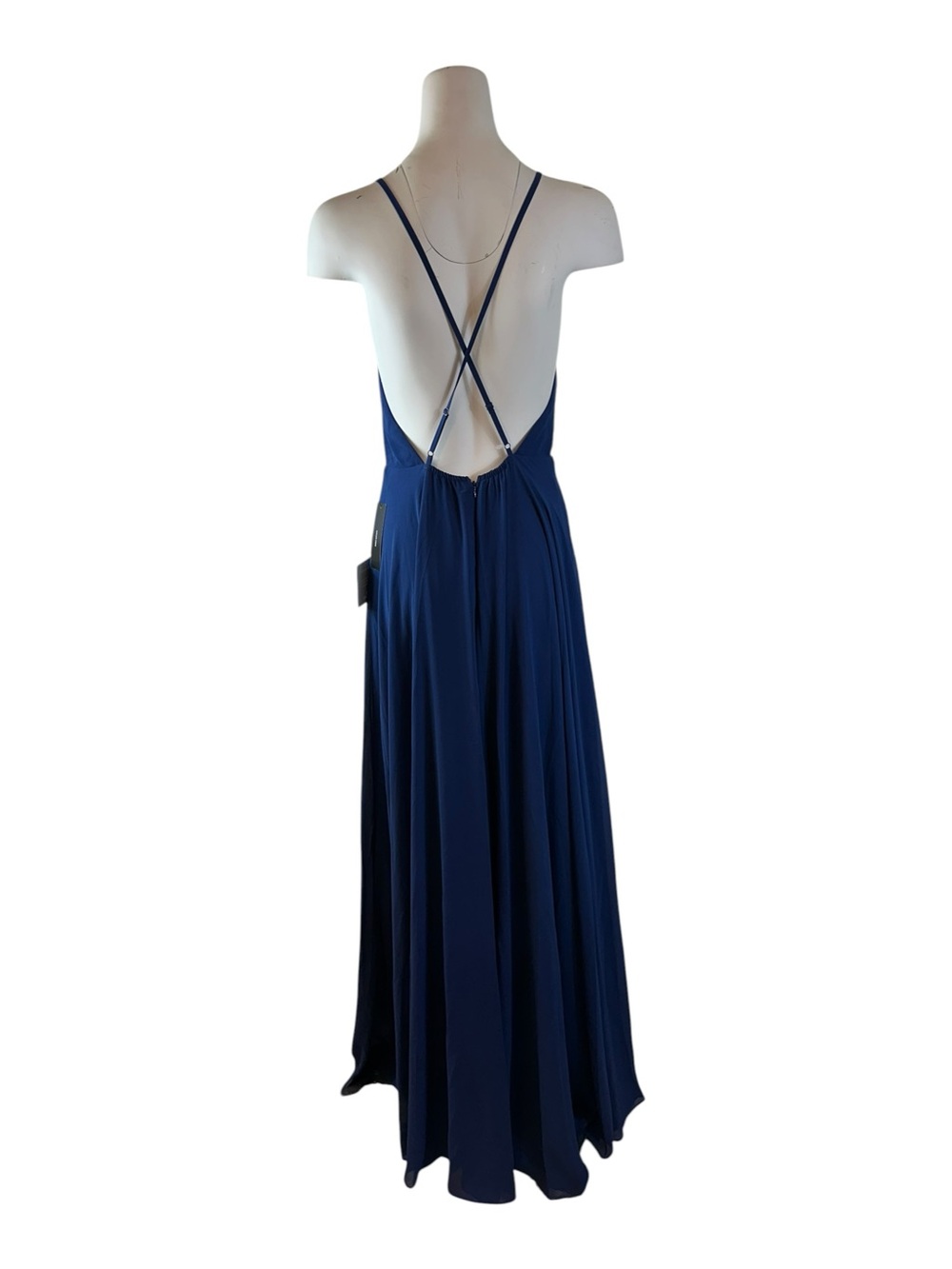 NWT Lulus Mythical Kind of Love Navy Blue Maxi Dress Backless Bridesmaid L - Picture 2 of 11